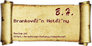 Brankován Hetény névjegykártya